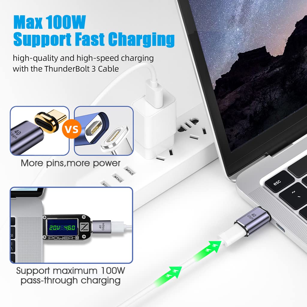 Verilux Type C Adapter Right Angle Magnetic 90 Degree USB C Adapter USB 4.0 Support Thunderbolt 3/4 100W PD Fast Charging 40Gb/s Data Transfer, 8K@60Hz Video Output for MacBook Pro/Air, USB C Devices Verilux Type C Adapter Right Angle Magnetic 90 Degree USB C Adapter USB 4.0 Support Thunderbolt 3/4 100W PD Fast Charging 40Gb/s Data Transfer, 8K@60Hz Video Output for MacBook Pro/Air, USB C Devices